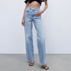 Zara High Rise Straight Leg Jeans